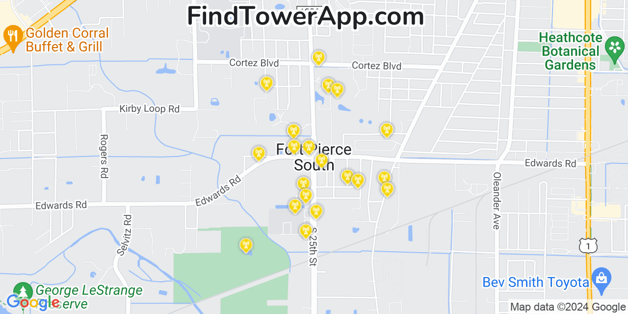 Verizon 4G/5G cell tower coverage map Fort Pierce South, Florida