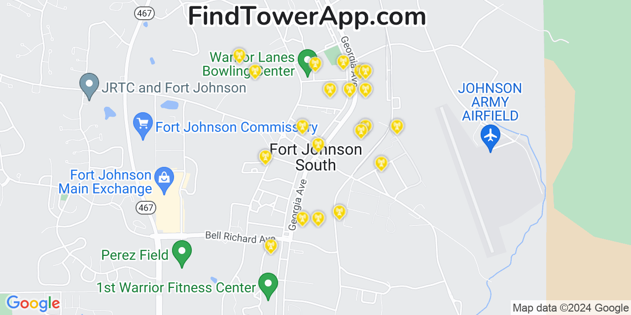 AT&T 4G/5G cell tower coverage map Fort Polk South, Louisiana