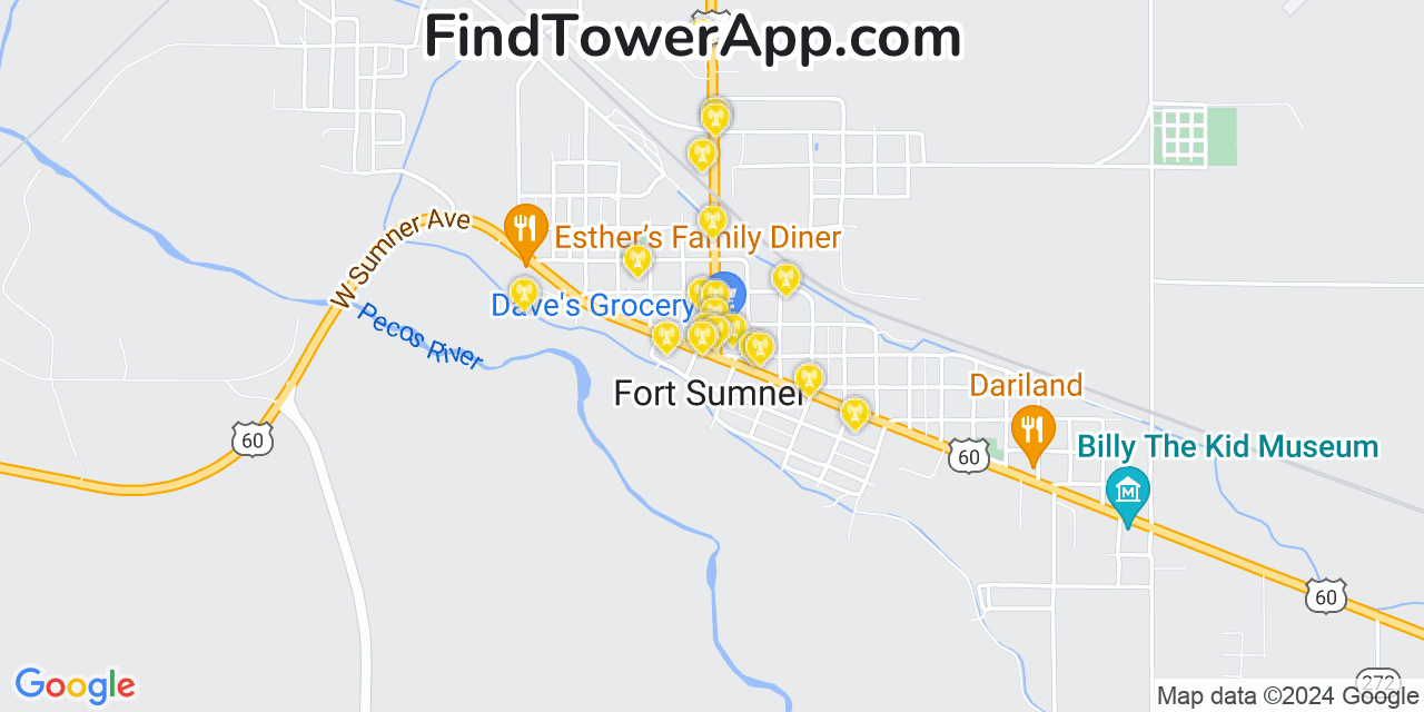 Verizon 4G/5G cell tower coverage map Fort Sumner, New Mexico