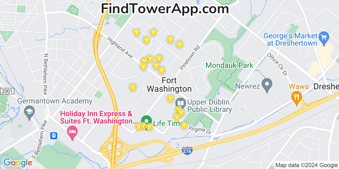 T-Mobile 4G/5G cell tower coverage map Fort Washington, Pennsylvania