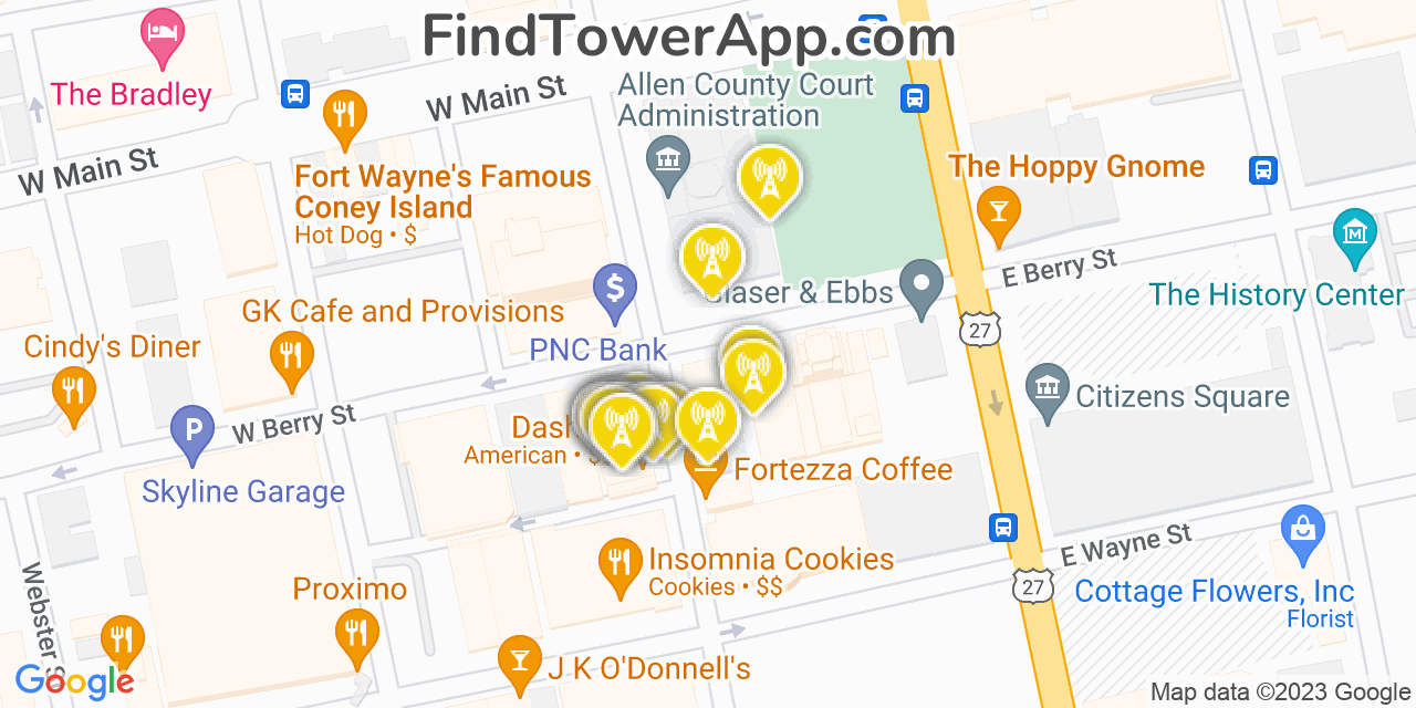 Fort Wayne Indiana Cell Tower Coverage Map