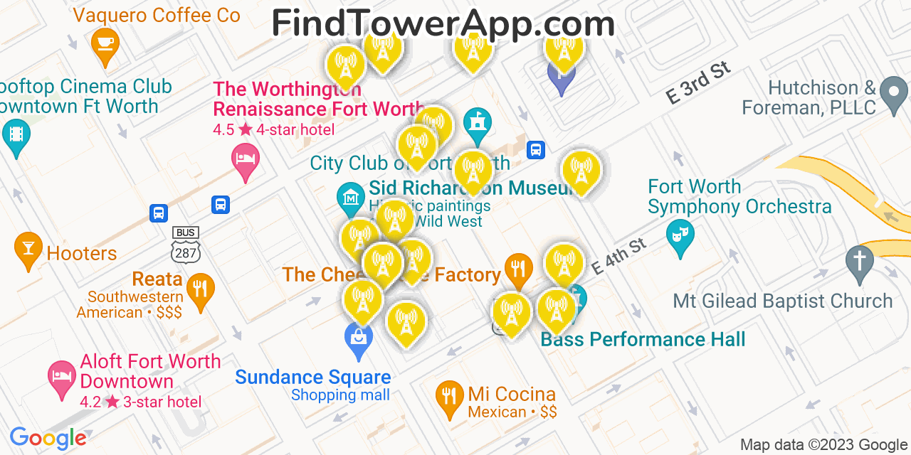 Fort Worth Texas Cell Tower Coverage Map