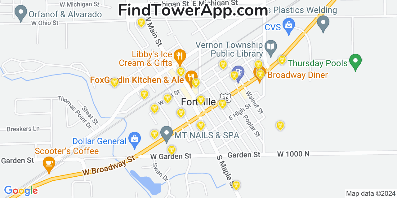 T-Mobile 4G/5G cell tower coverage map Fortville, Indiana