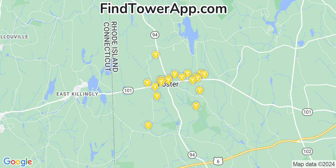 T-Mobile 4G/5G cell tower coverage map Foster, Rhode Island