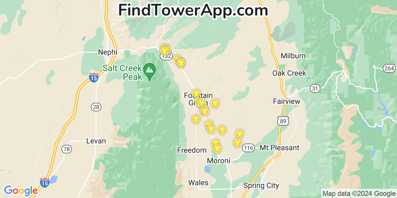 T-Mobile 4G/5G cell tower coverage map Fountain Green, Utah