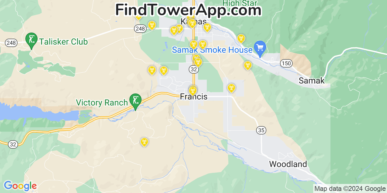 T-Mobile 4G/5G cell tower coverage map Francis, Utah