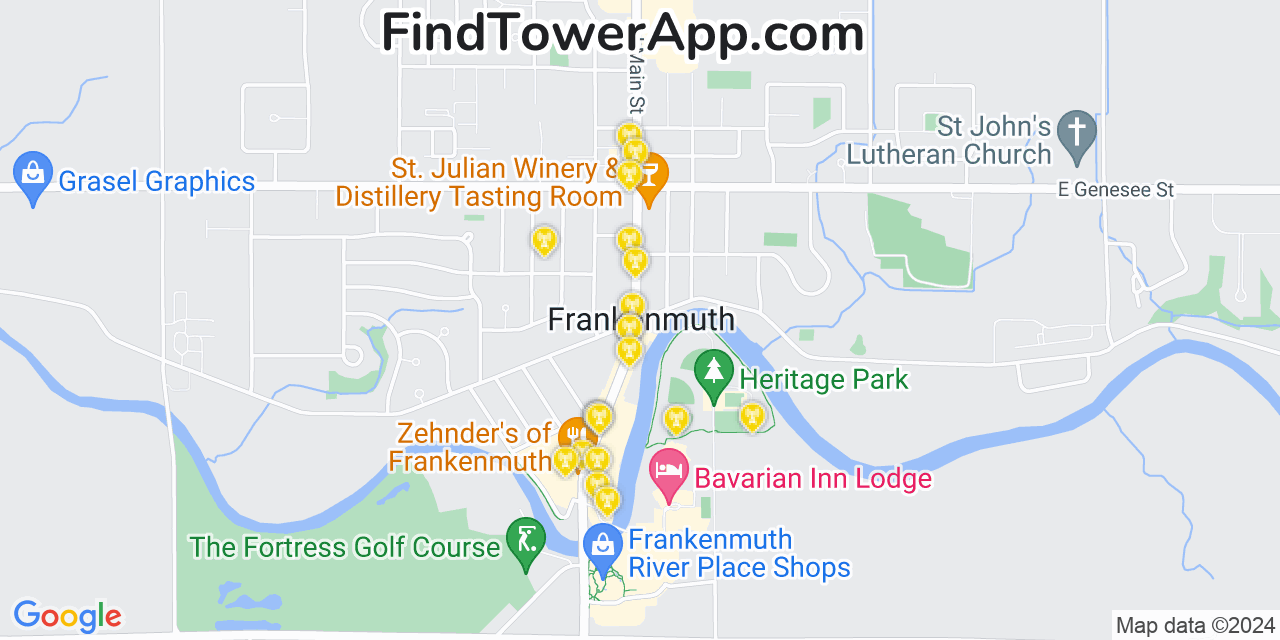 T-Mobile 4G/5G cell tower coverage map Frankenmuth, Michigan