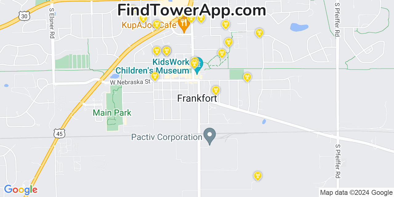 T-Mobile 4G/5G cell tower coverage map Frankfort, Illinois