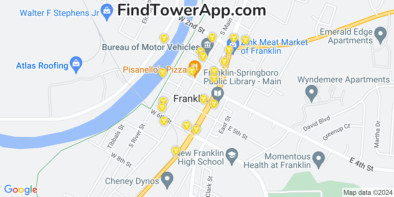 T-Mobile 4G/5G cell tower coverage map Franklin, Ohio