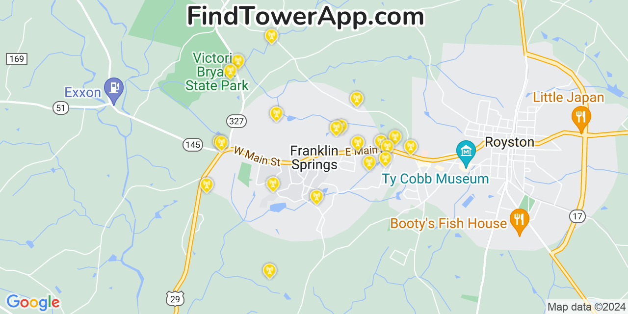 T-Mobile 4G/5G cell tower coverage map Franklin Springs, Georgia