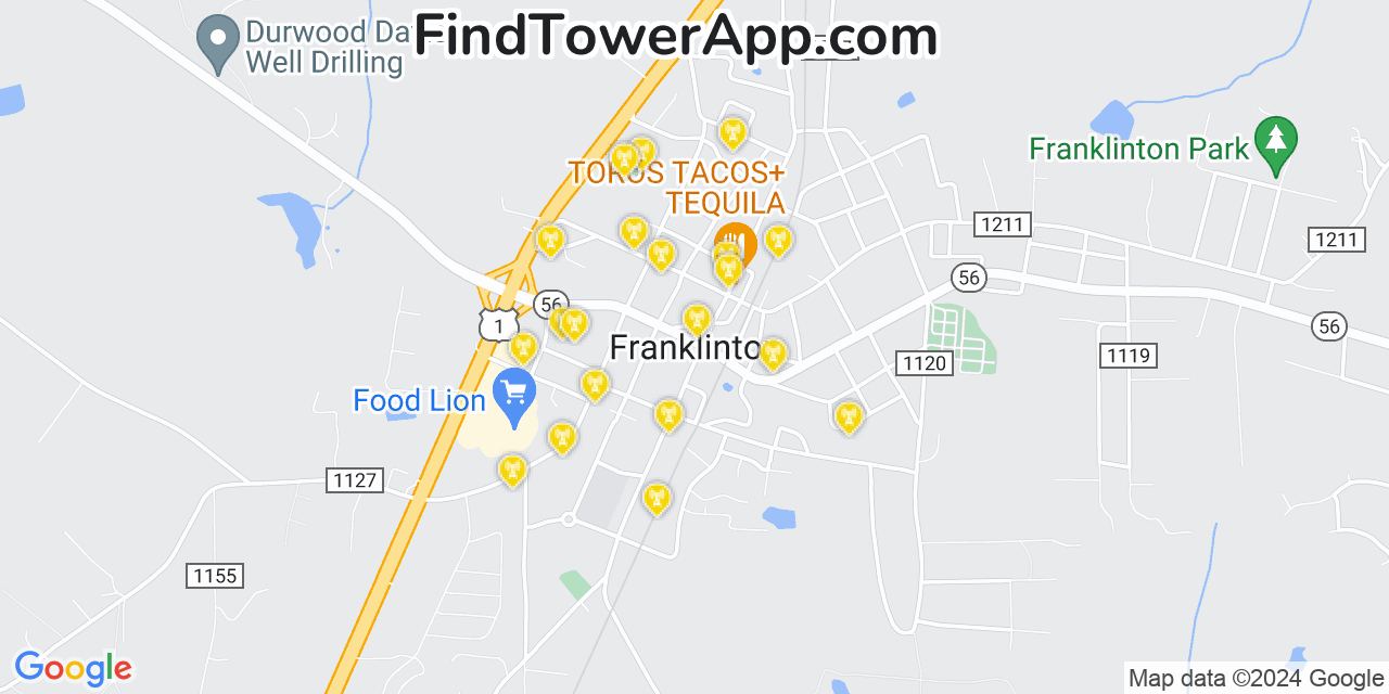 T-Mobile 4G/5G cell tower coverage map Franklinton, North Carolina