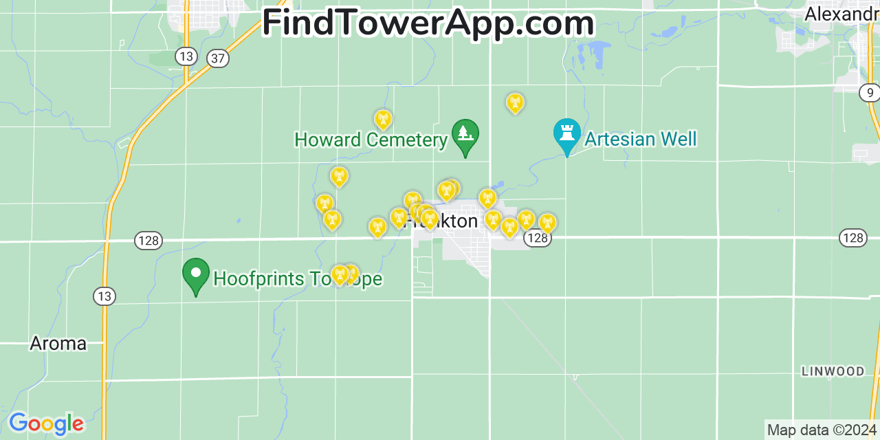 Verizon 4G/5G cell tower coverage map Frankton, Indiana