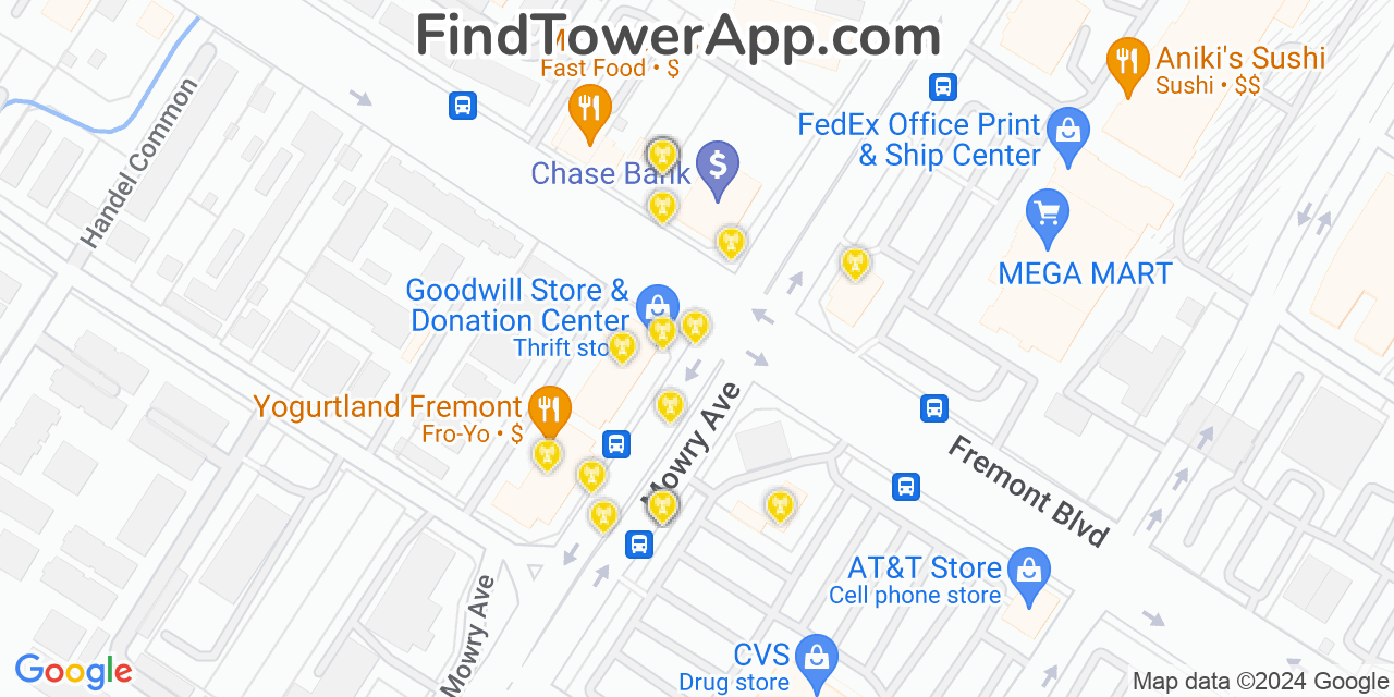 Fremont California Cell Tower Coverage Map