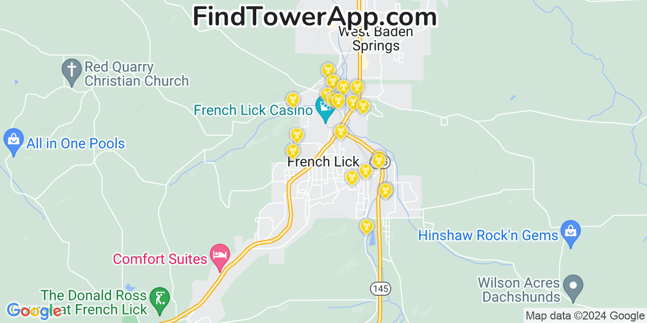 T-Mobile 4G/5G cell tower coverage map French Lick, Indiana