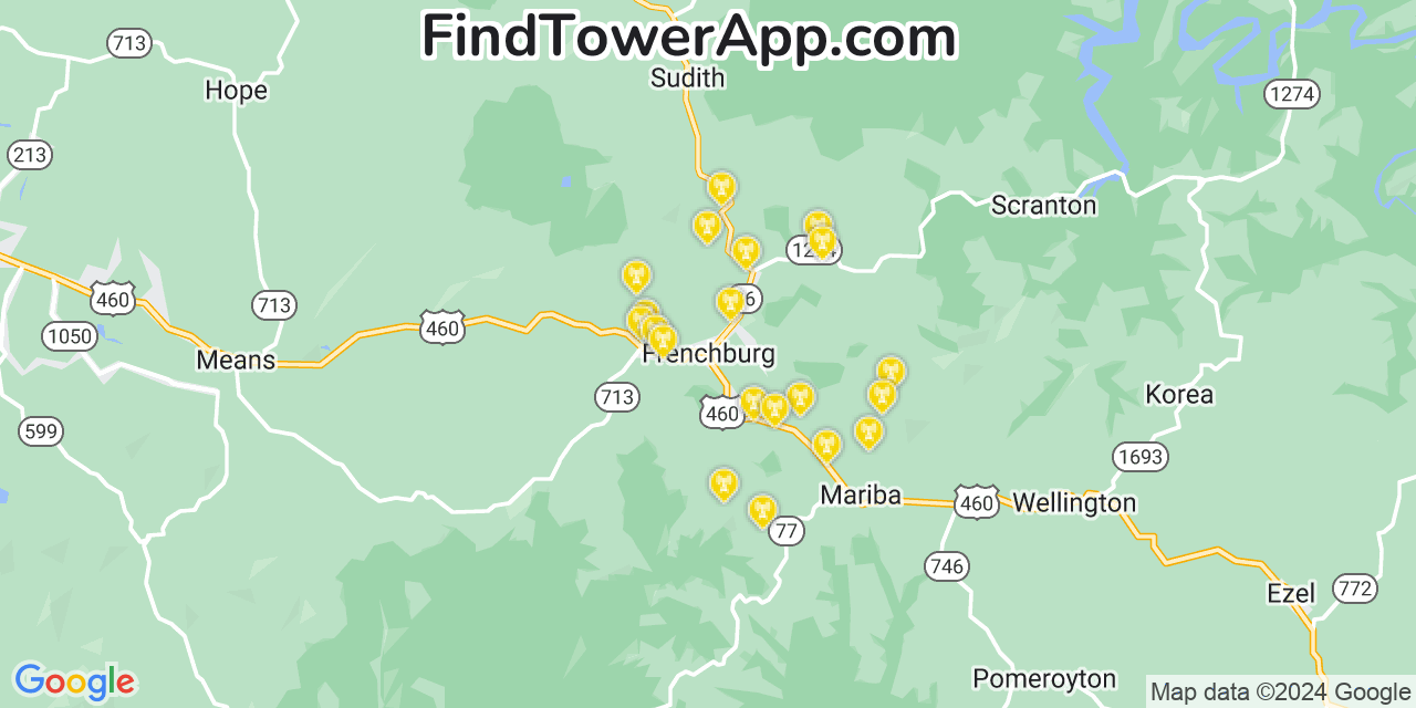 T-Mobile 4G/5G cell tower coverage map Frenchburg, Kentucky