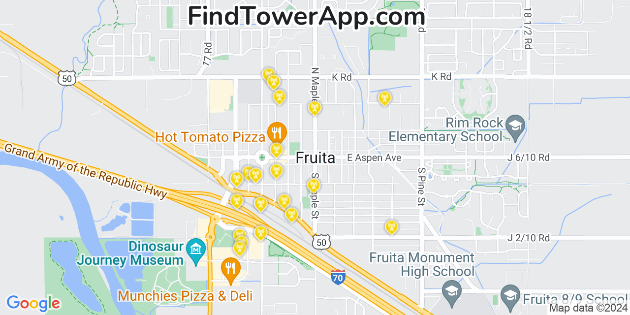 Verizon 4G/5G cell tower coverage map Fruita, Colorado