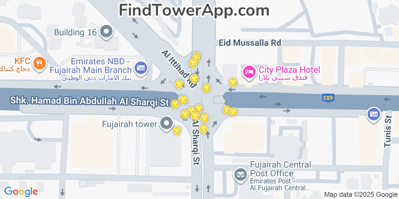 Fujairah Cell Towers, United-Arab-Emirates - FindTower App Coverage Maps