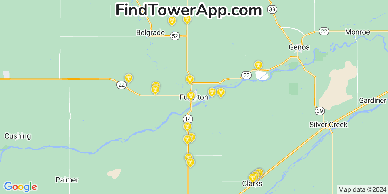 T-Mobile 4G/5G cell tower coverage map Fullerton, Nebraska