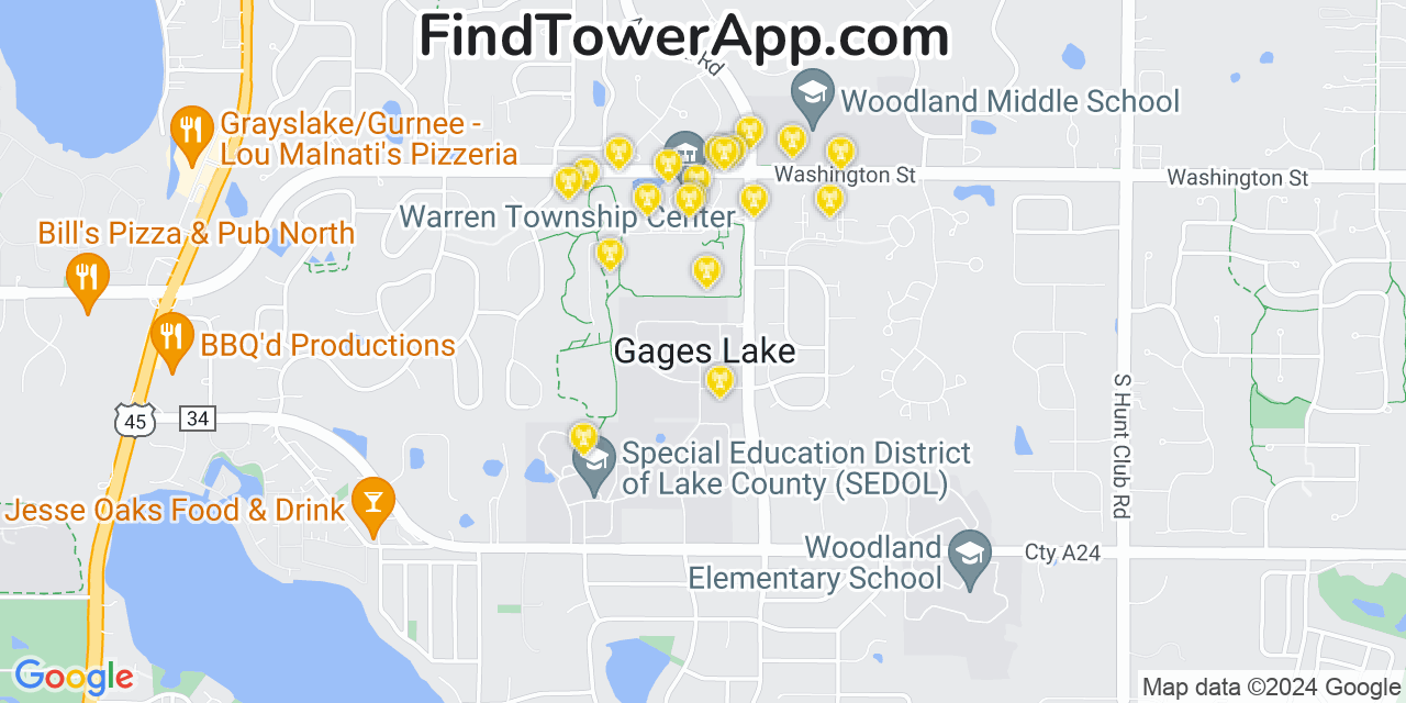 T-Mobile 4G/5G cell tower coverage map Gages Lake, Illinois