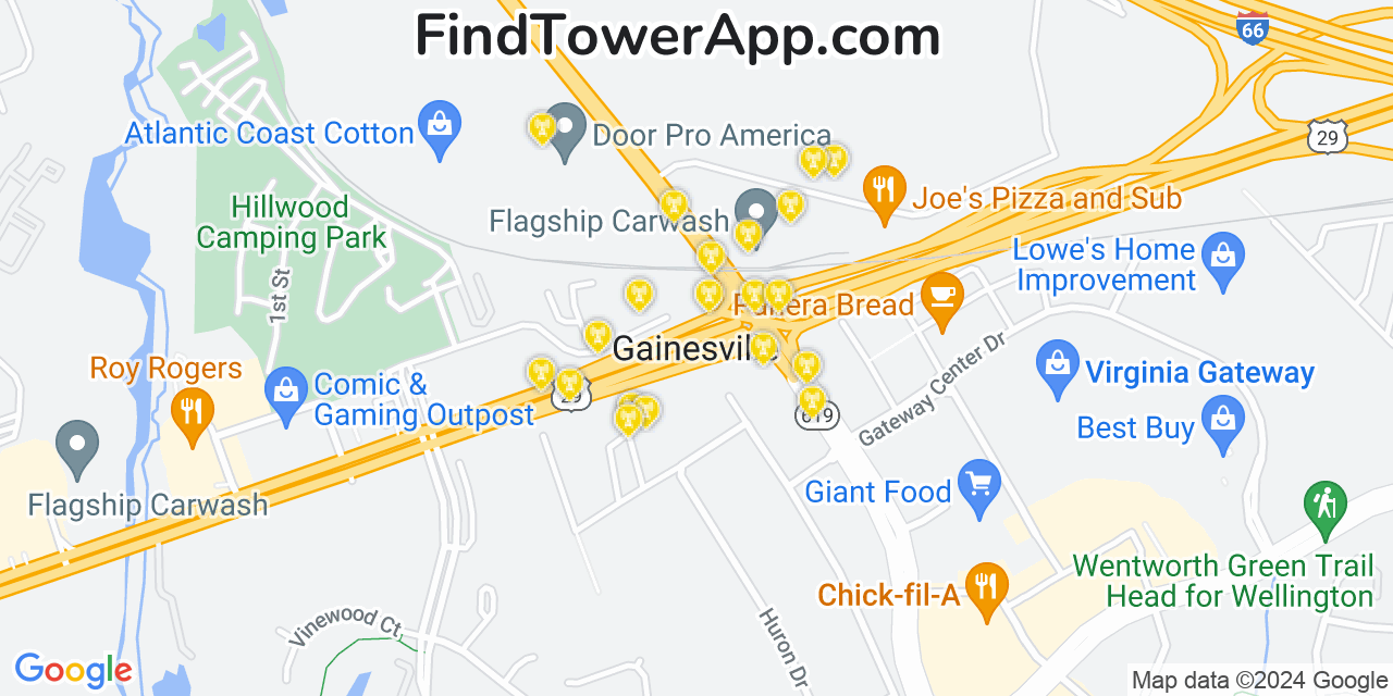 T-Mobile 4G/5G cell tower coverage map Gainesville, Virginia