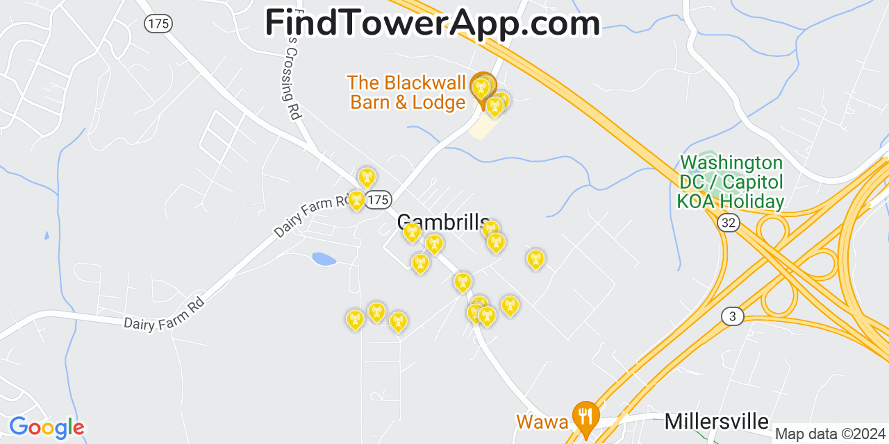 Verizon 4G/5G cell tower coverage map Gambrills, Maryland