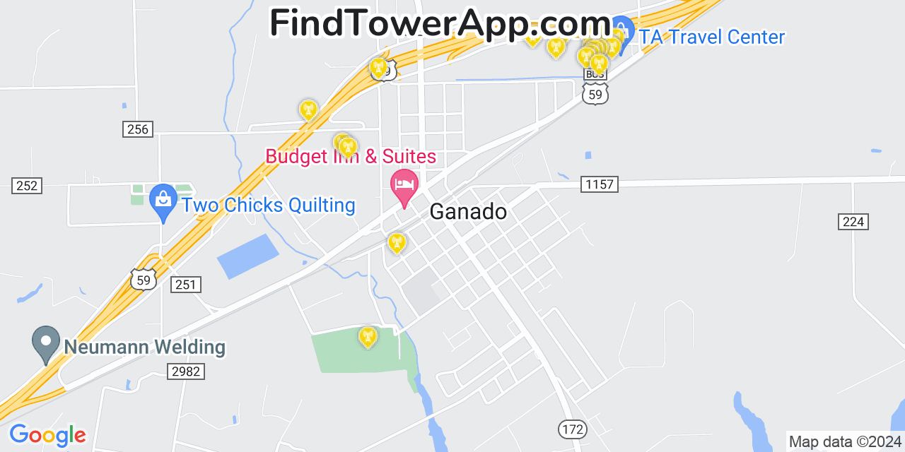 T-Mobile 4G/5G cell tower coverage map Ganado, Texas