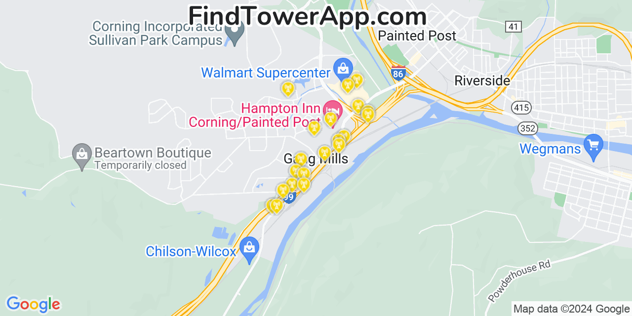 T-Mobile 4G/5G cell tower coverage map Gang Mills, New York