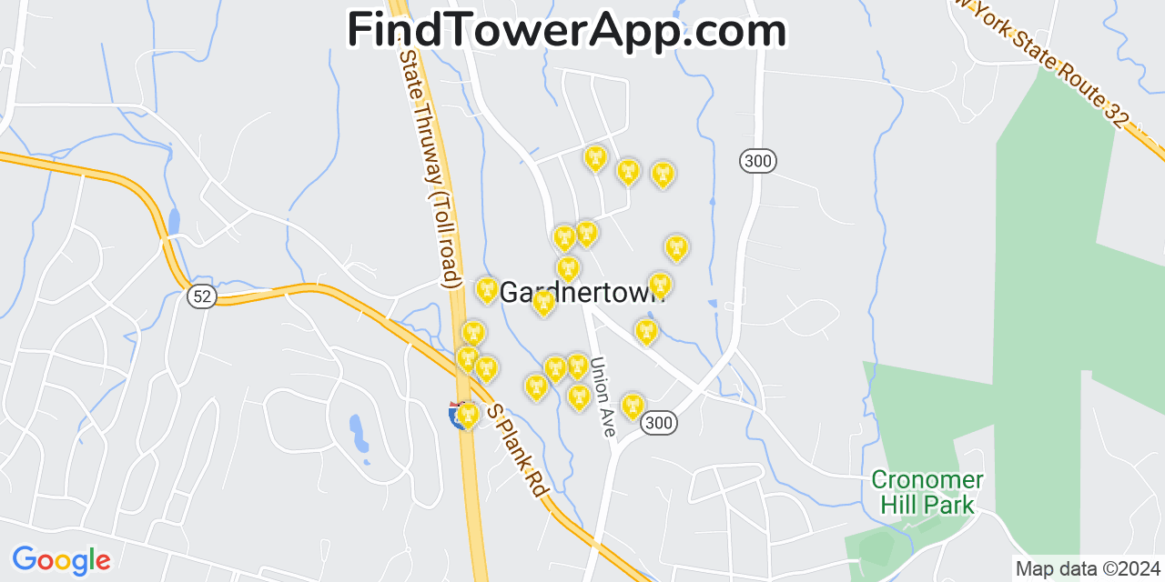 AT&T 4G/5G cell tower coverage map Gardnertown, New York