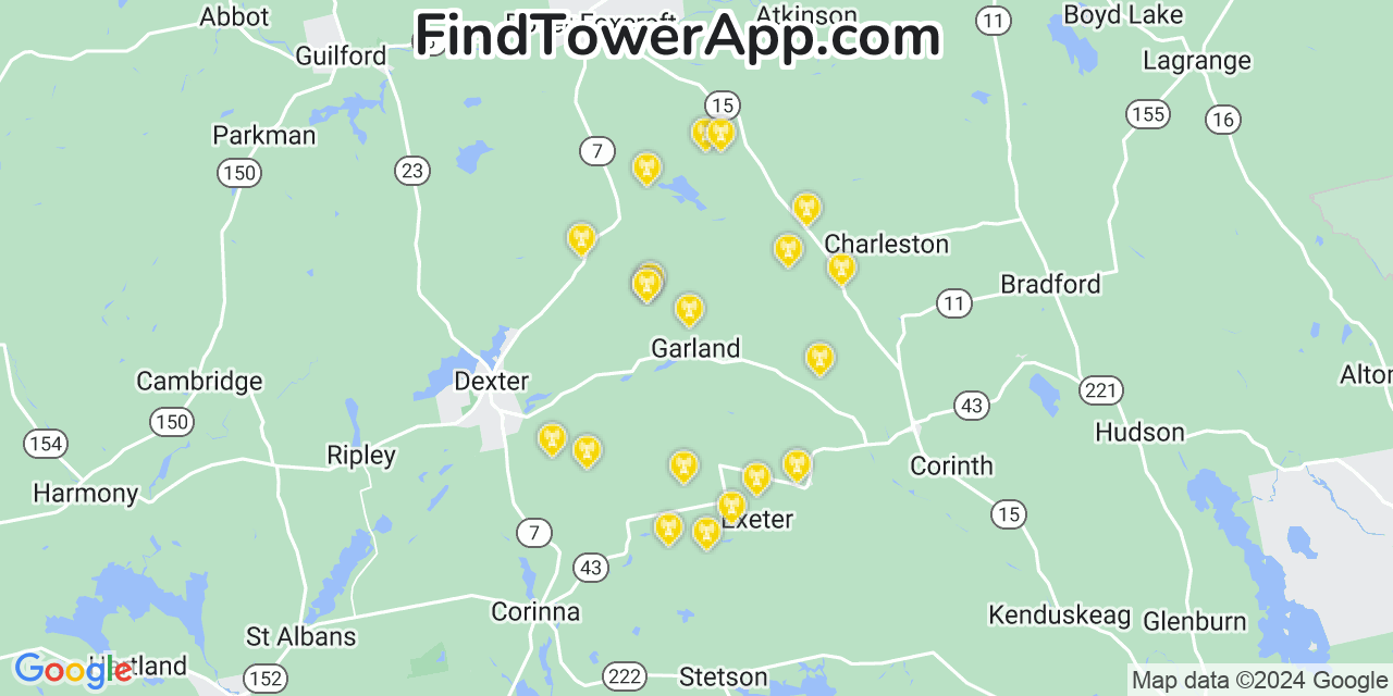 Verizon 4G/5G cell tower coverage map Garland, Maine