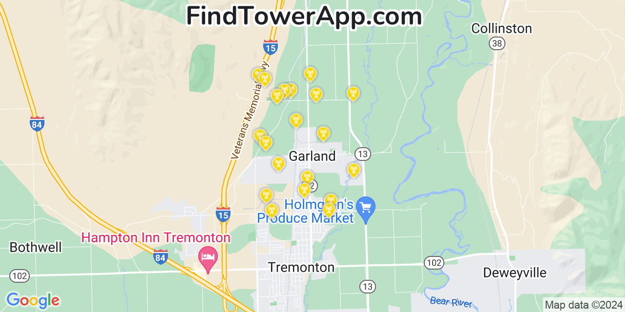 T-Mobile 4G/5G cell tower coverage map Garland, Utah