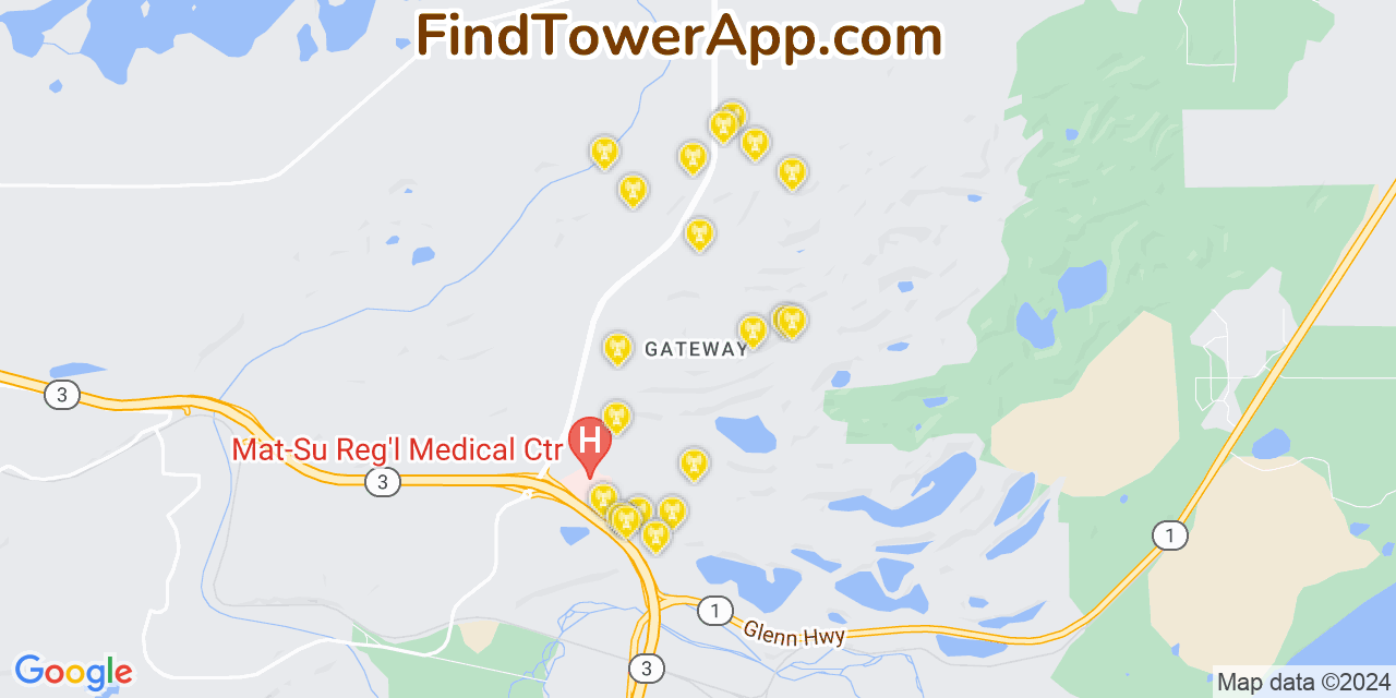 T-Mobile 4G/5G cell tower coverage map Gateway, Alaska