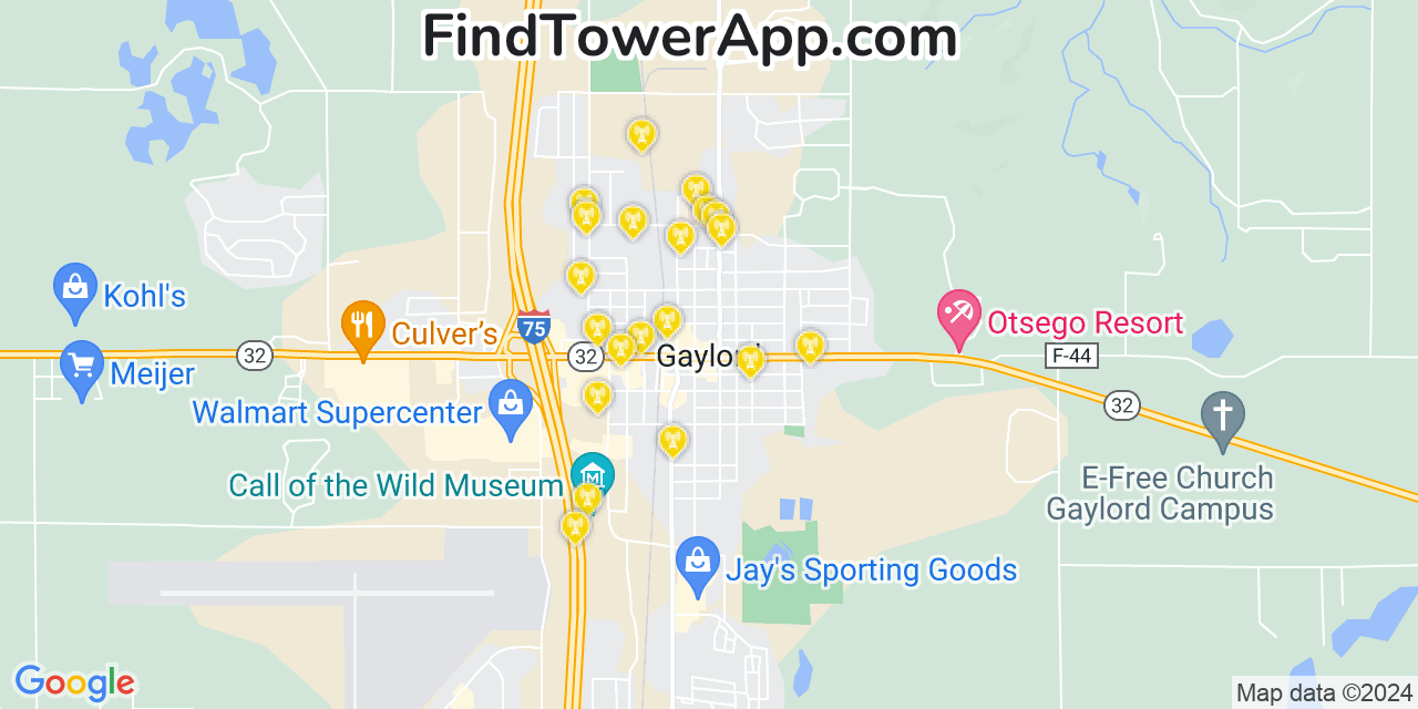 T-Mobile 4G/5G cell tower coverage map Gaylord, Michigan