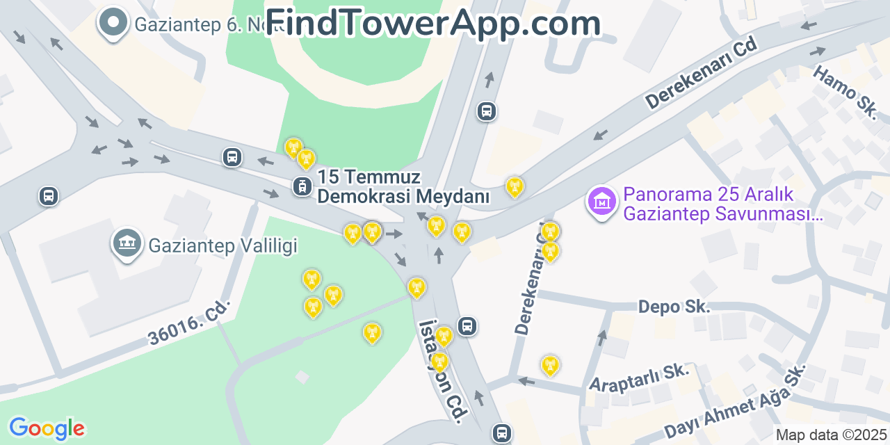 Gaziantep Cell Towers, Turkey - FindTower App Coverage Maps