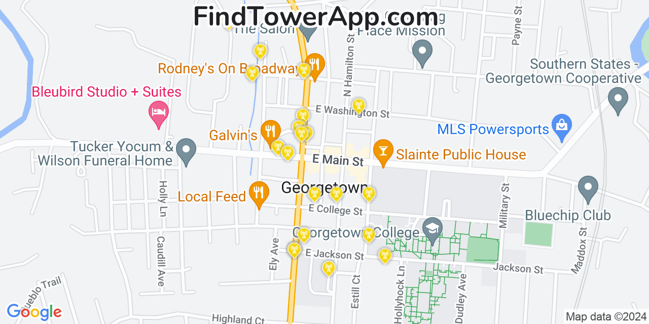 AT&T 4G/5G cell tower coverage map Georgetown, Kentucky