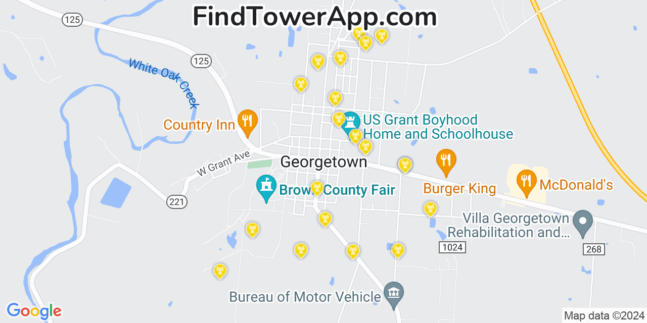 T-Mobile 4G/5G cell tower coverage map Georgetown, Ohio