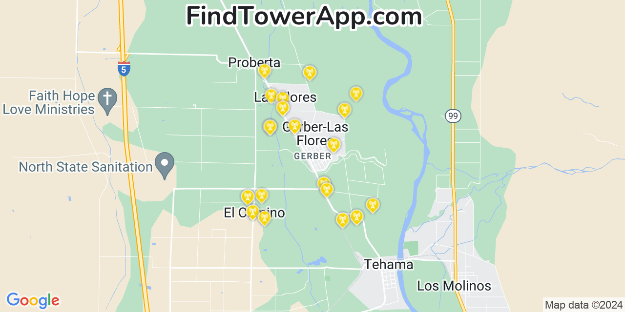 T-Mobile 4G/5G cell tower coverage map Gerber, California