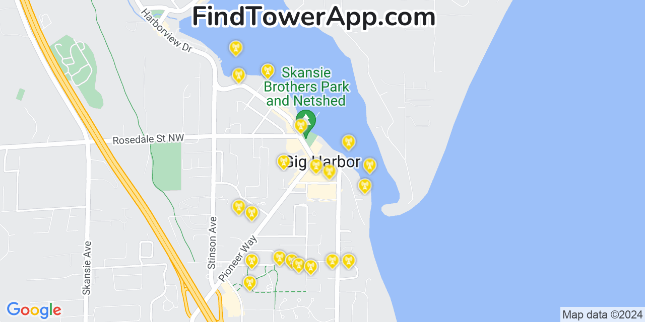 T-Mobile 4G/5G cell tower coverage map Gig Harbor, Washington