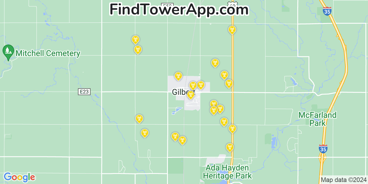 Verizon 4G/5G cell tower coverage map Gilbert, Iowa