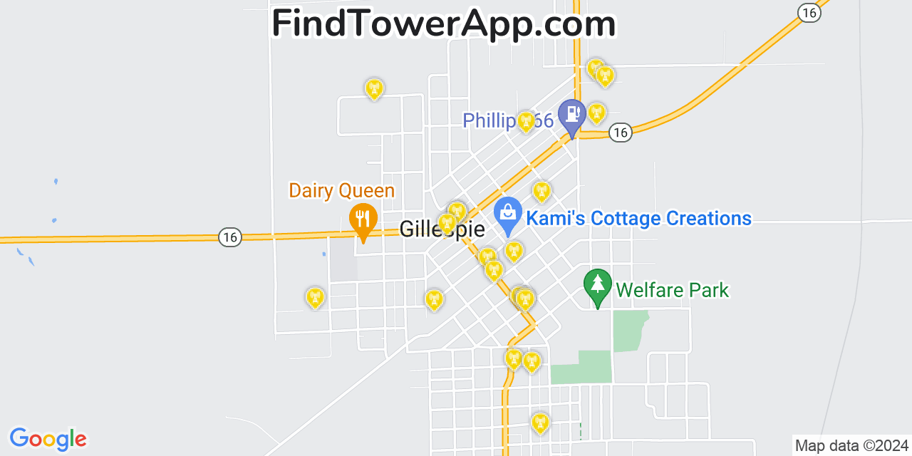 T-Mobile 4G/5G cell tower coverage map Gillespie, Illinois