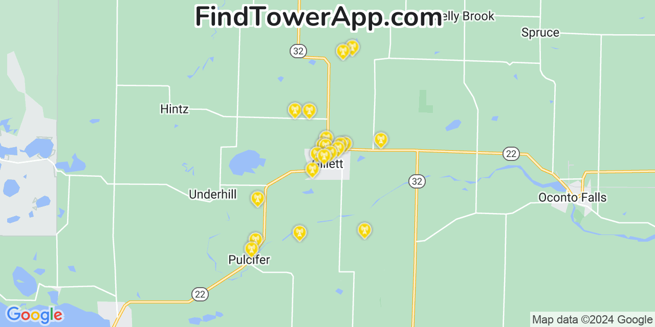 T-Mobile 4G/5G cell tower coverage map Gillett, Wisconsin