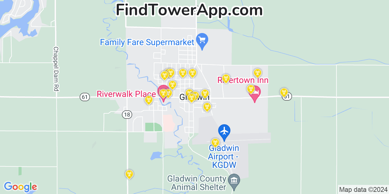 Verizon 4G/5G cell tower coverage map Gladwin, Michigan