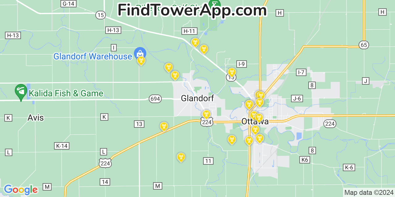 T-Mobile 4G/5G cell tower coverage map Glandorf, Ohio