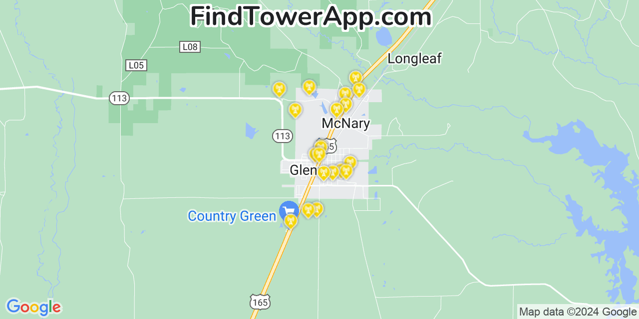 Verizon 4G/5G cell tower coverage map Glenmora, Louisiana