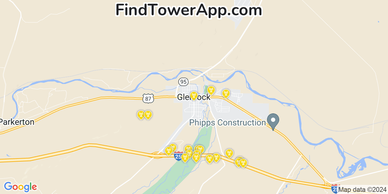 Verizon 4G/5G cell tower coverage map Glenrock, Wyoming