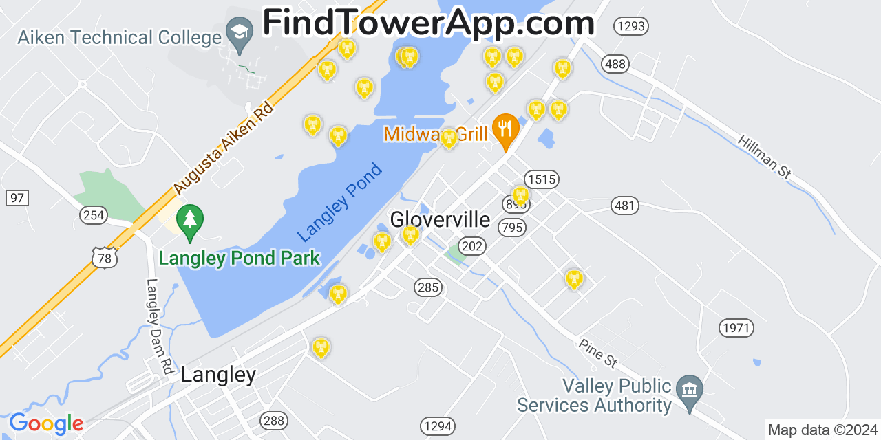 T-Mobile 4G/5G cell tower coverage map Gloverville, South Carolina