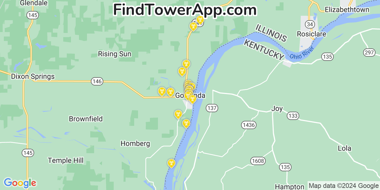 T-Mobile 4G/5G cell tower coverage map Golconda, Illinois