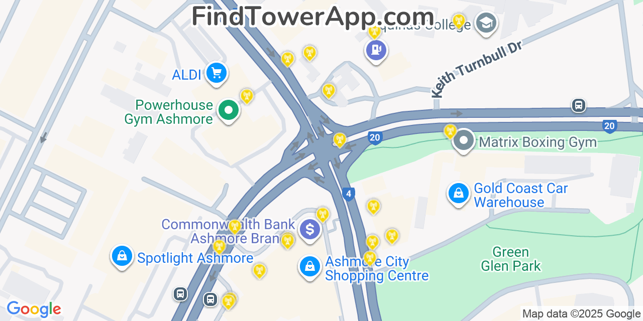 Gold-Coast Cell Towers, Australia - FindTower App Coverage Maps