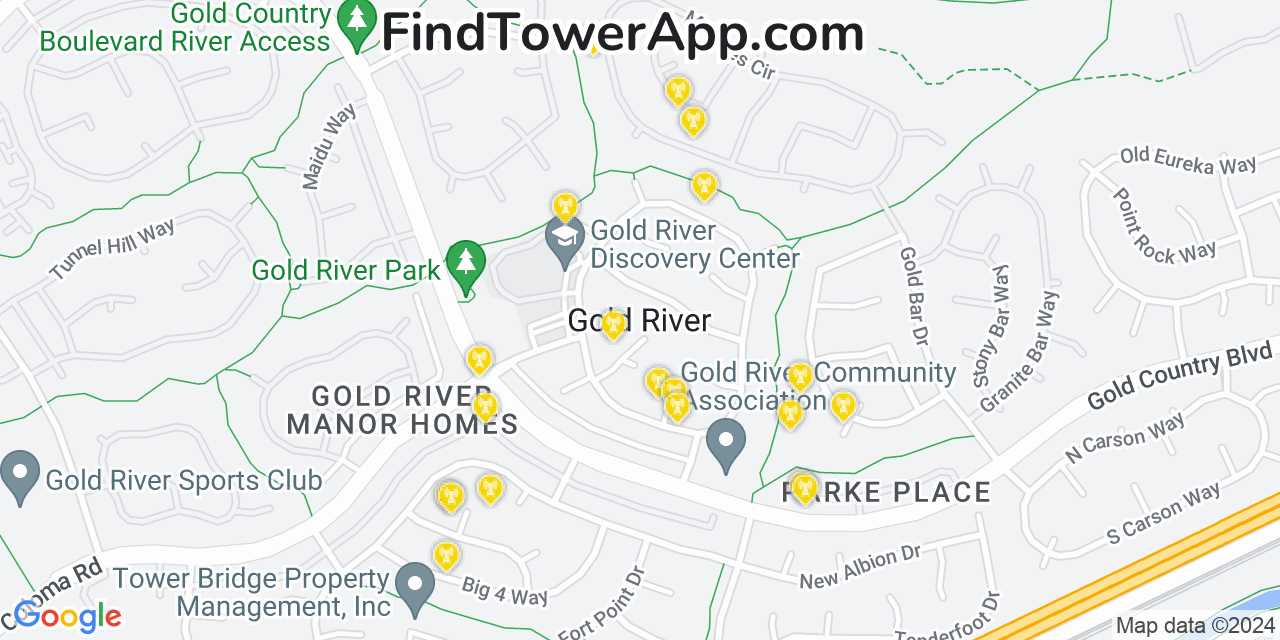 T-Mobile 4G/5G cell tower coverage map Gold River, California