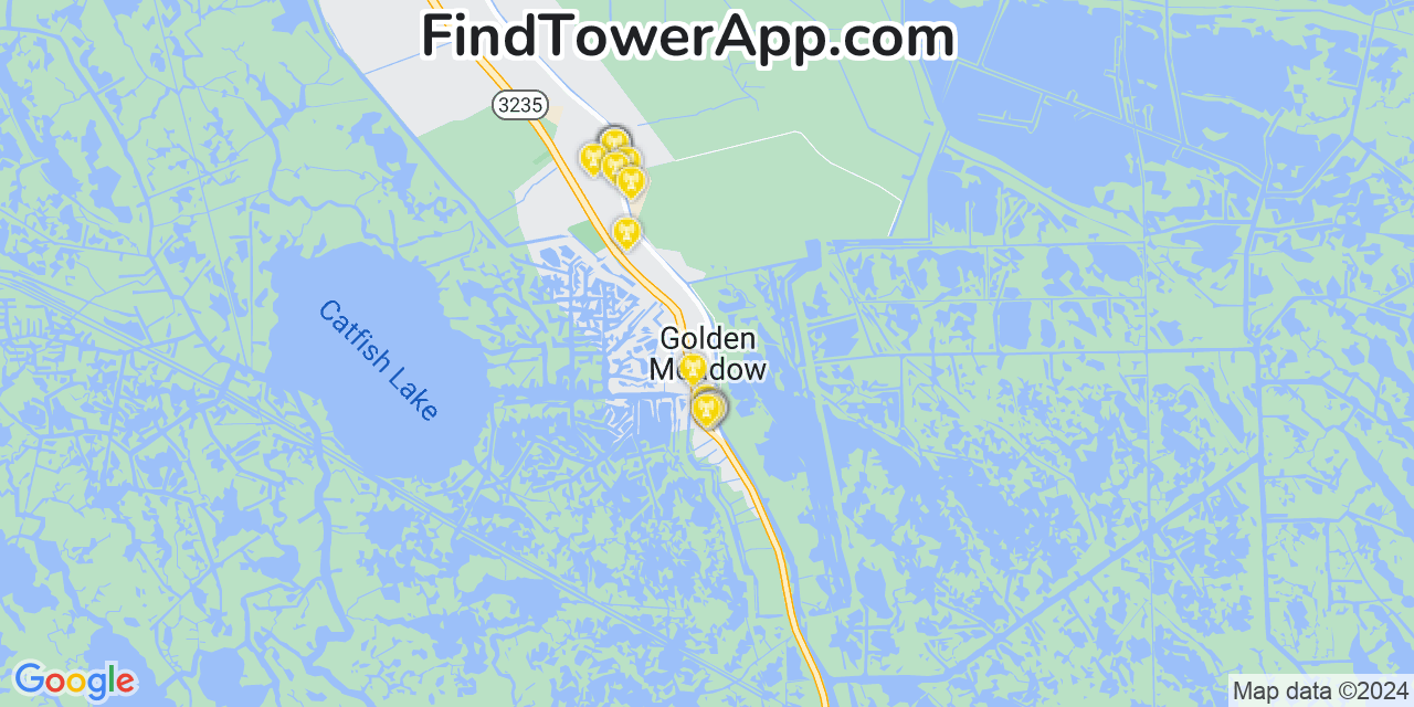 Verizon 4G/5G cell tower coverage map Golden Meadow, Louisiana