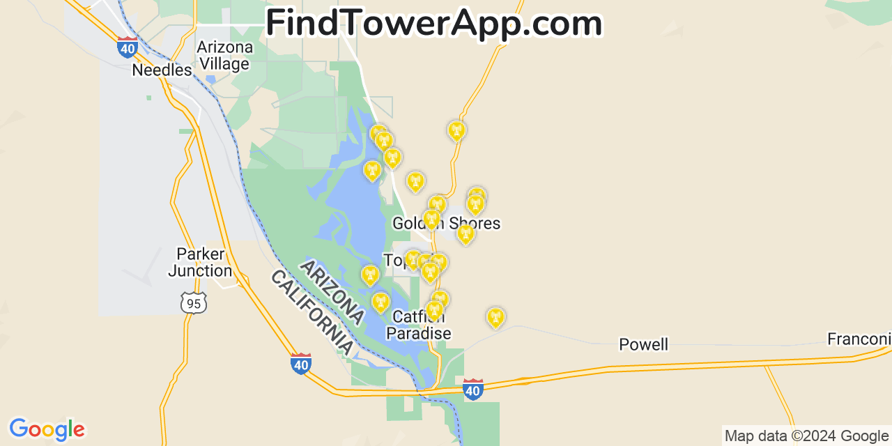 T-Mobile 4G/5G cell tower coverage map Golden Shores, Arizona